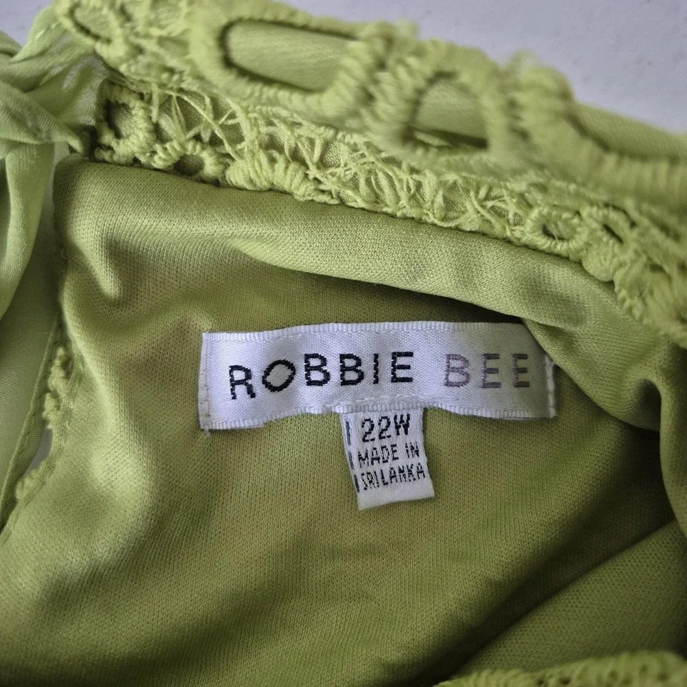 Robbie Bee Dress Womens 22W Green Eylet Lace Lined Sheath Sleeveless Boho